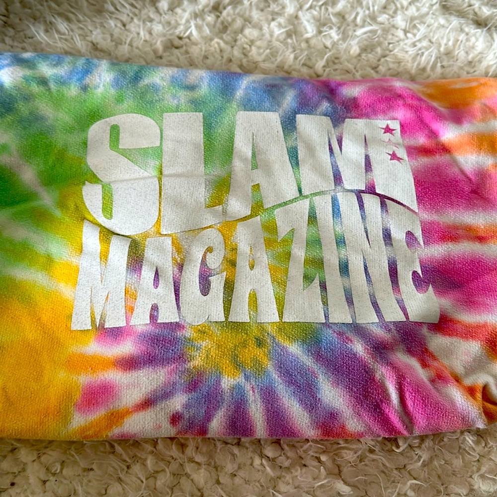 Men’s “Slam” hoodie - rainbow tie die - size medium